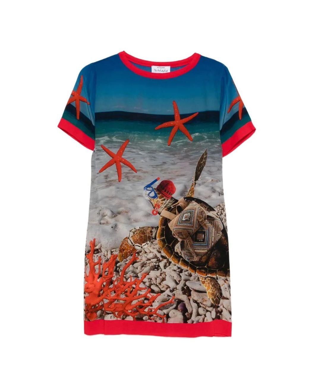 The Artistylist Red Graphic-Print Short-Sleeve Mini Dress