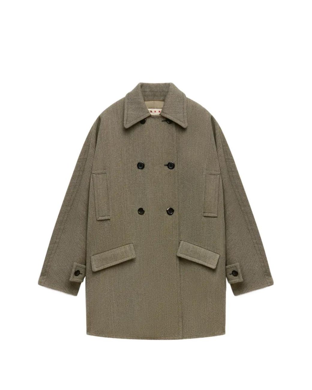 Marni Gray Double-Breasted Tweed Coat