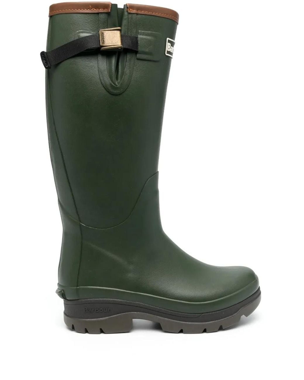 Barbour Green Logo-Patch Knee-Length Boots