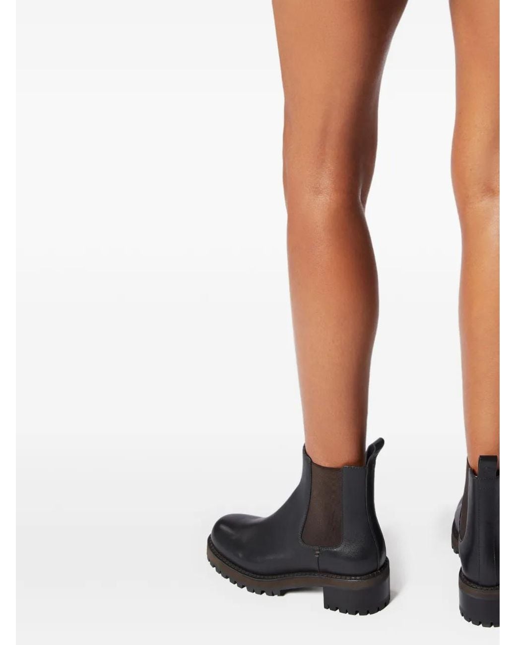 Odissi Black Faye Round Toeleather Boots