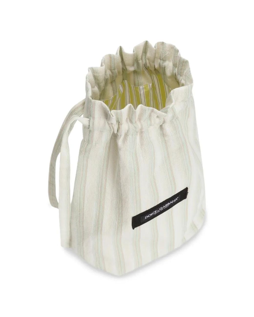 Dolce & Gabbana White Striped Drawstring Shoulder Bag for men