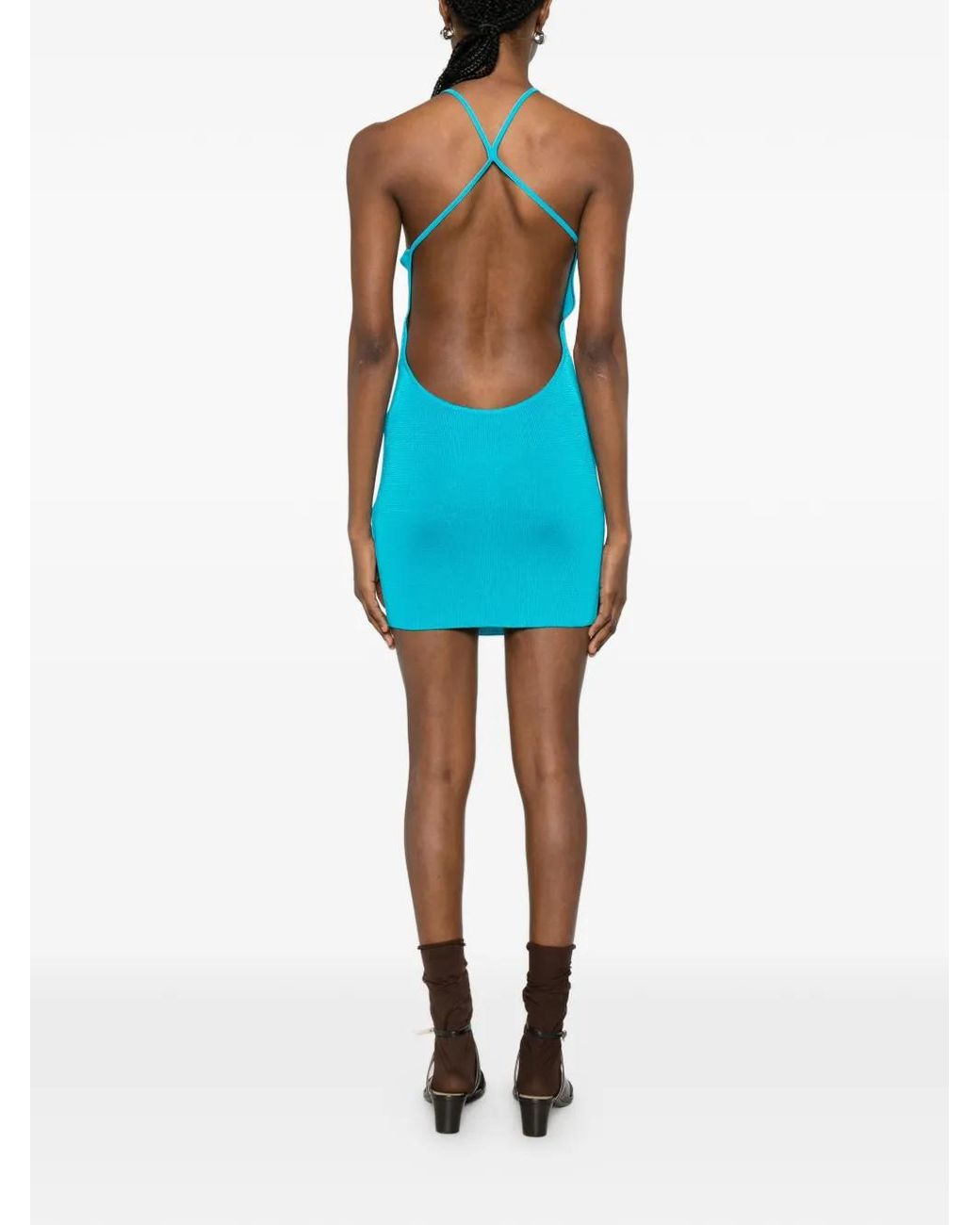 Isa Boulder Blue Crew-Neck Mini Dress