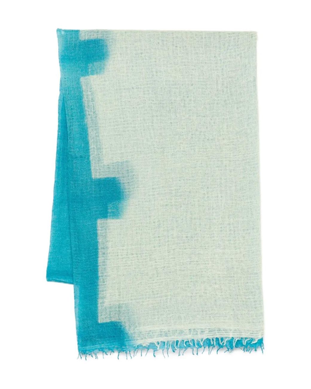 Suzusan Blue Tie-Dye Fringed Scarf