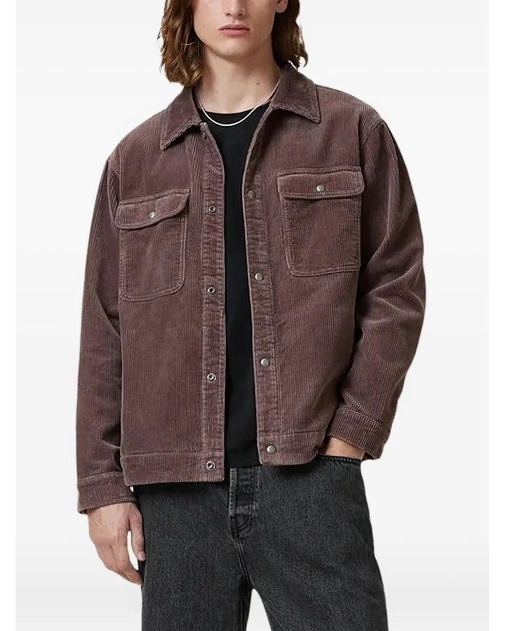 AllSaints Brown Castleford Corduroy Shirt for men
