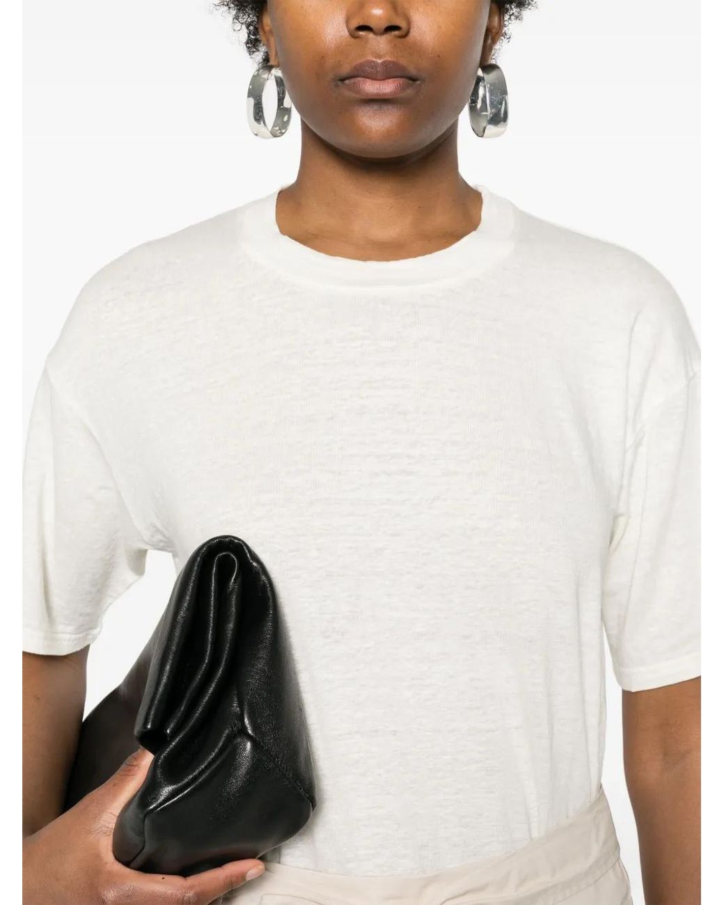 Ma'ry'ya White Slub-Texture T-Shirt