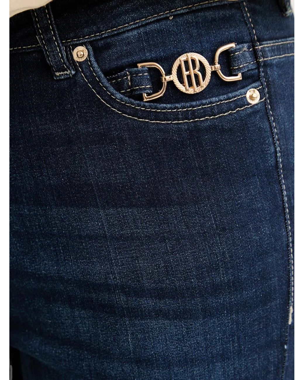 Fracomina Blue Logo-Plaque Flared Jeans