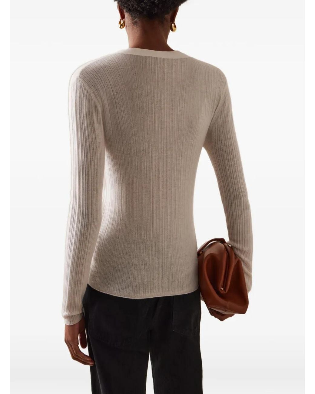 Lisa Yang White Vanna Ribbed Cardigan