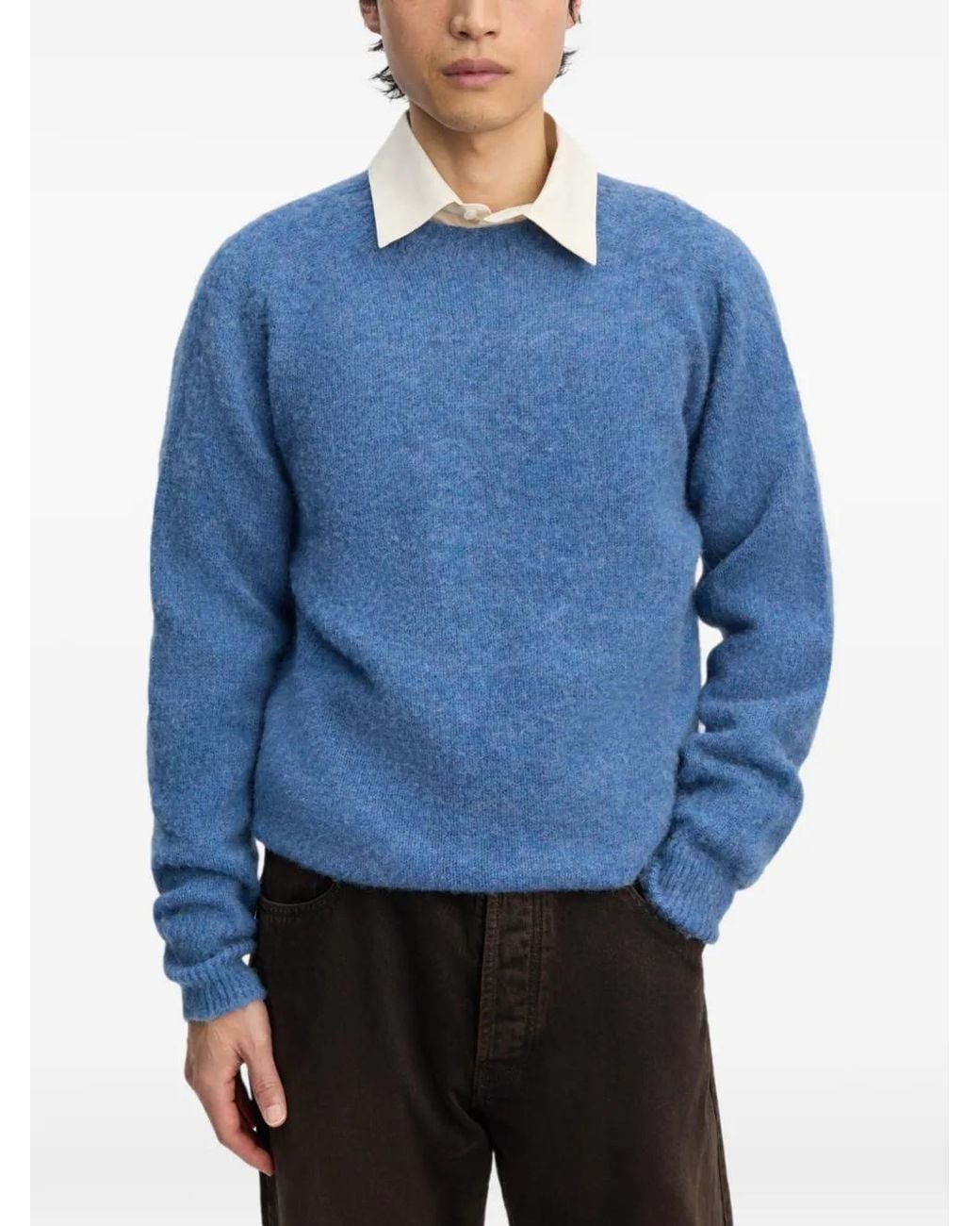 Another Aspect Blue Crew-Neck Lambswool Sweater for men