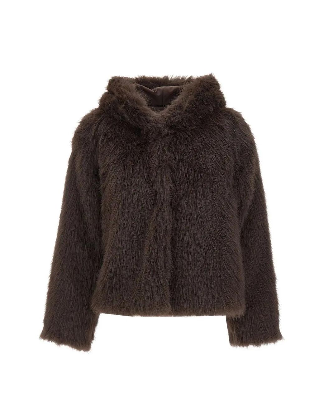Kaos Brown Faux-Fur Hooded Coat