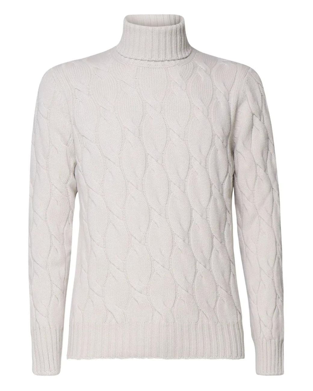 Giuliano Galiano White Cable-Knit Turtleneck Sweater for men
