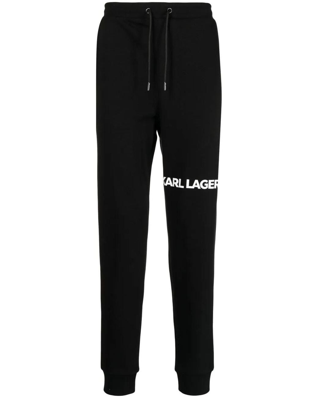 Karl Lagerfeld Black Logo-Print Track Pants for men