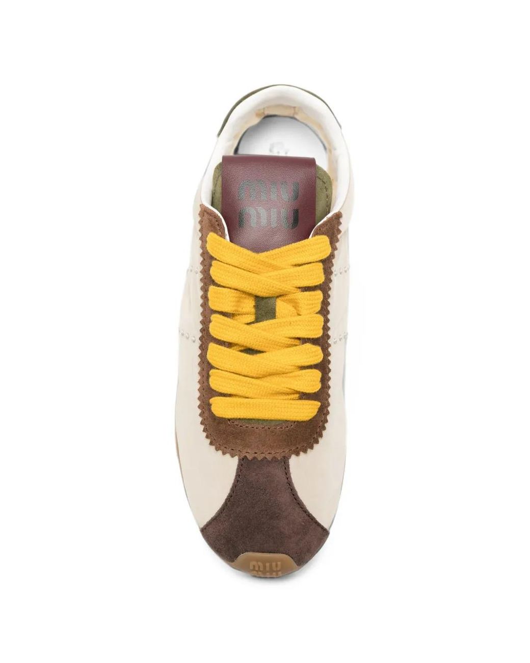 Miu Miu Natural Suede-Trim Panelled Sneakers