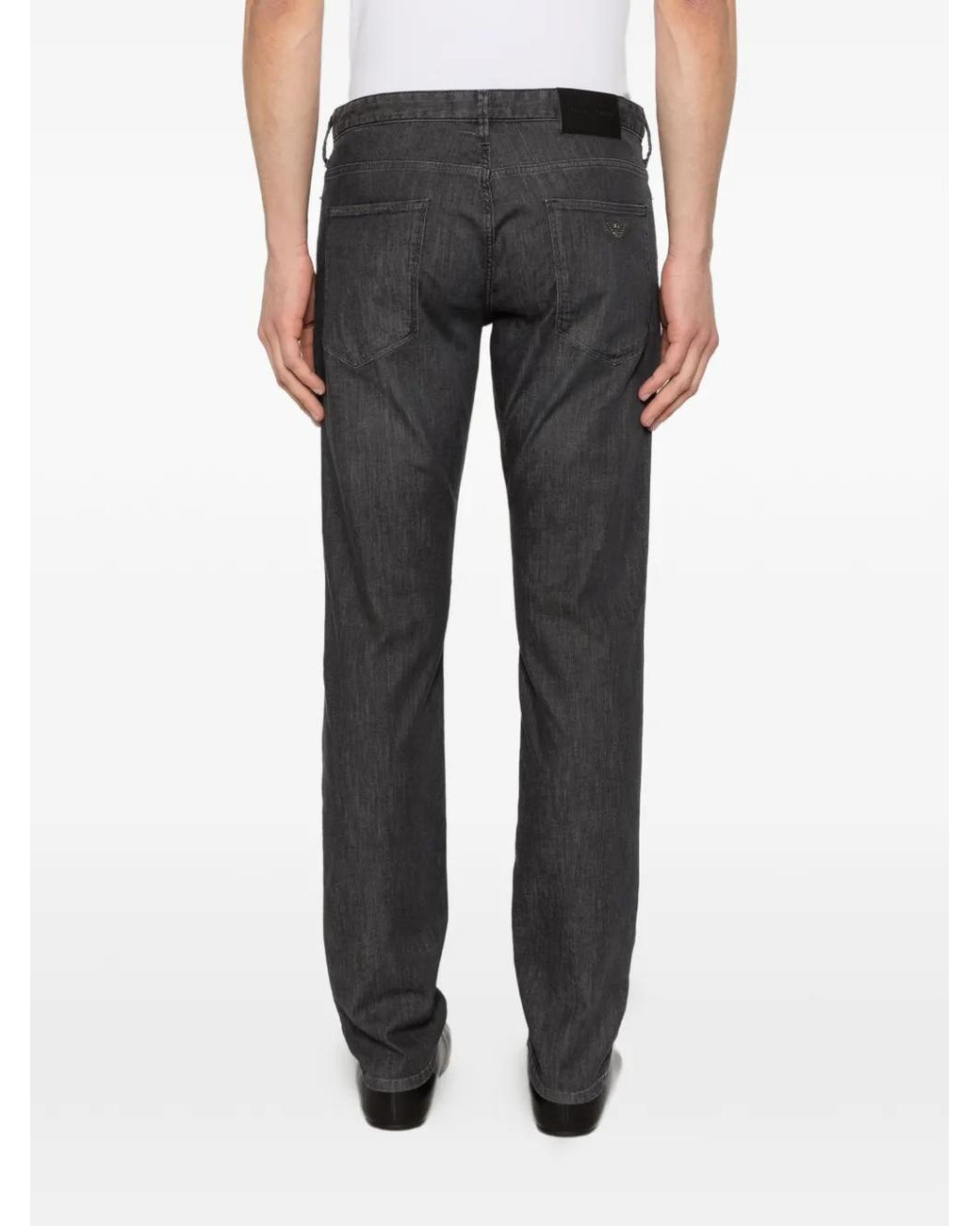 Emporio Armani Gray Logo-Plaque Jeans for men