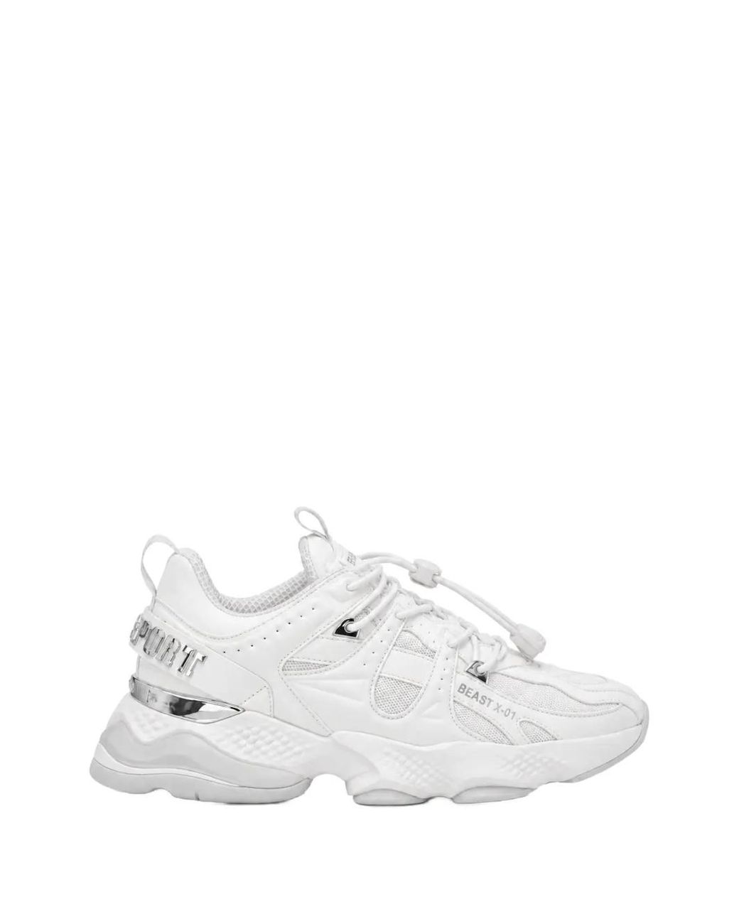 Philipp Plein White Runner Beast X-01 Panelled Sneakers