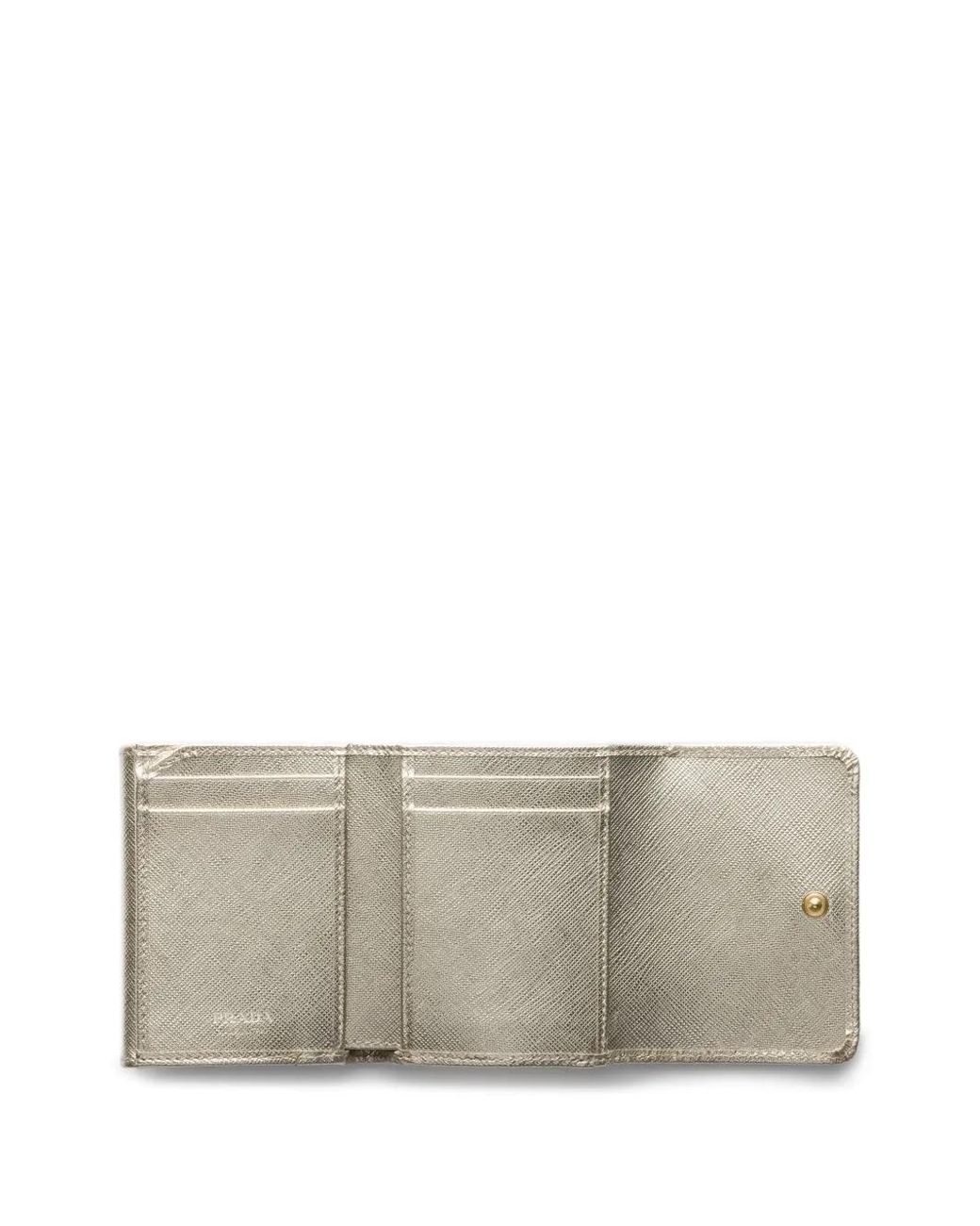 Prada Gray Logo Leather Wallet