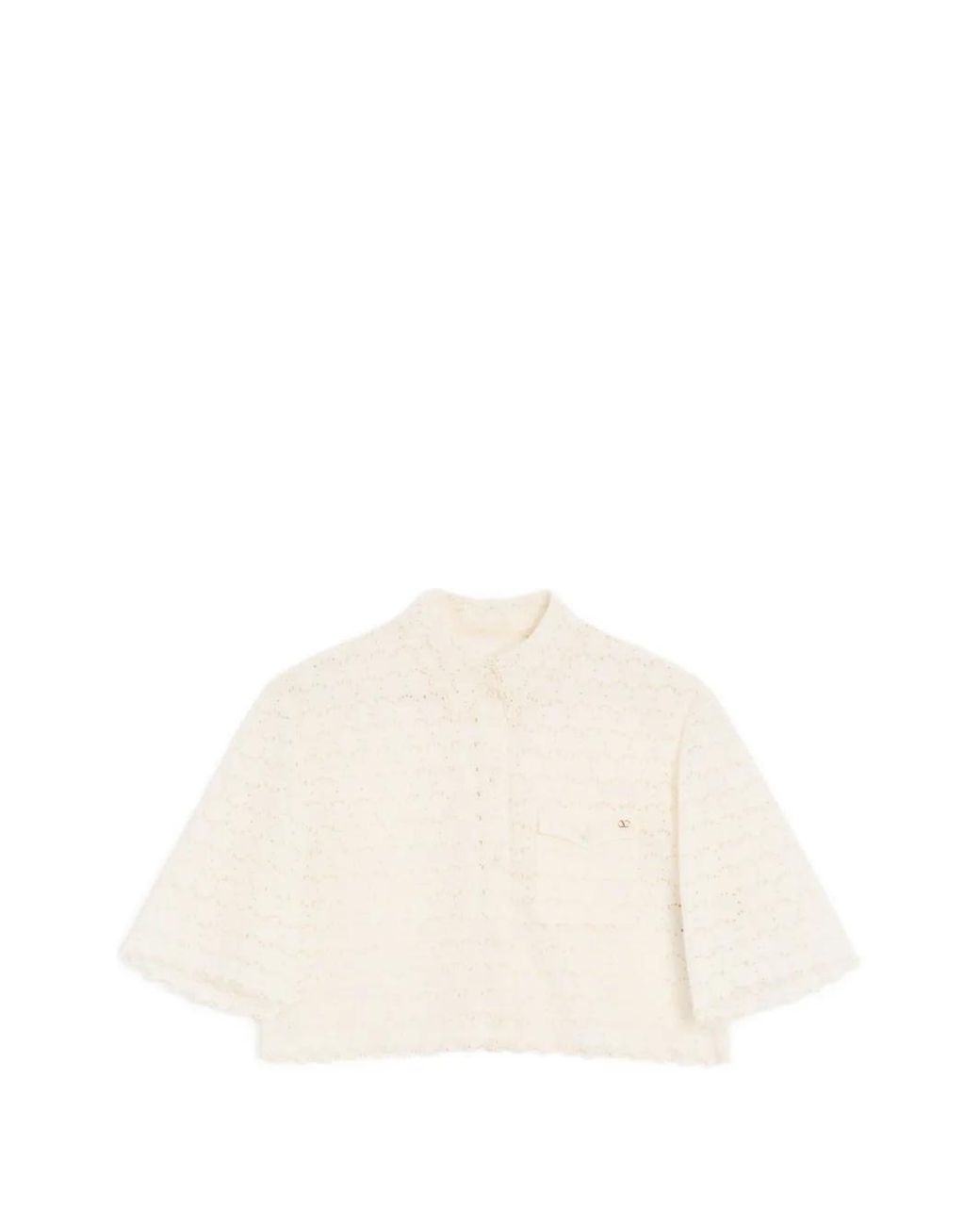 Valentino Garavani White Micro Cotton Fleurs A Jour Shirt