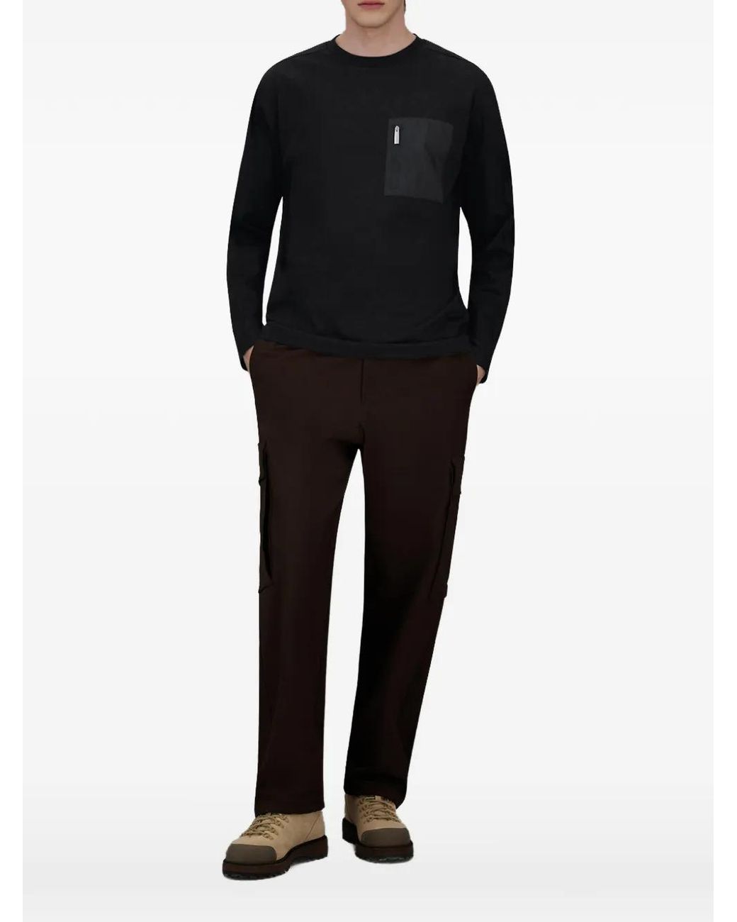 Laminar Black Zip-Pocket Long-Sleeve T-Shirt for men