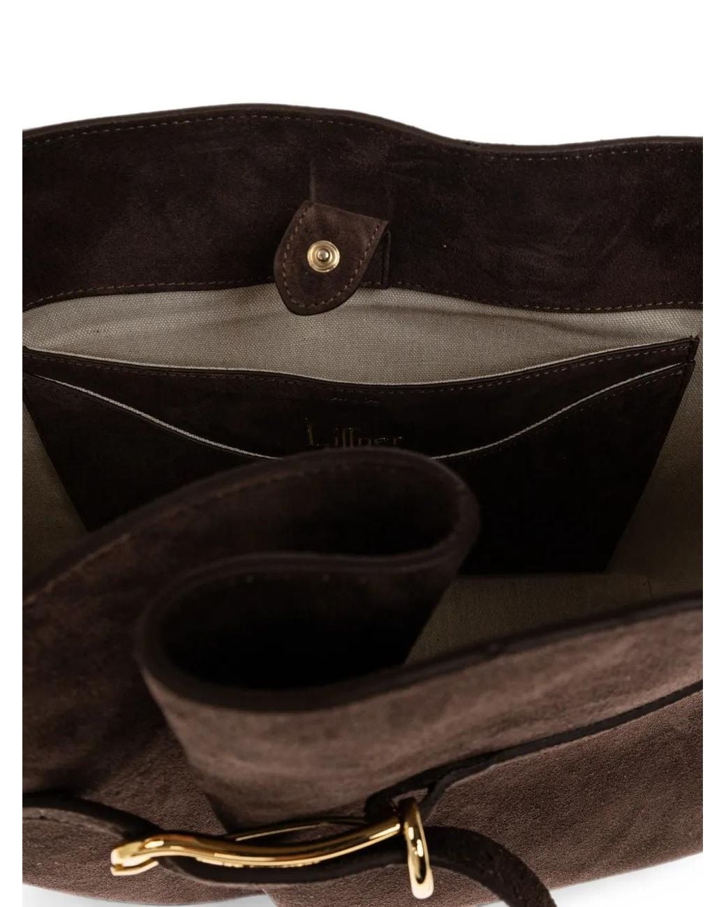 Liffner Brown Buckle-Detail Suede Tote Bag