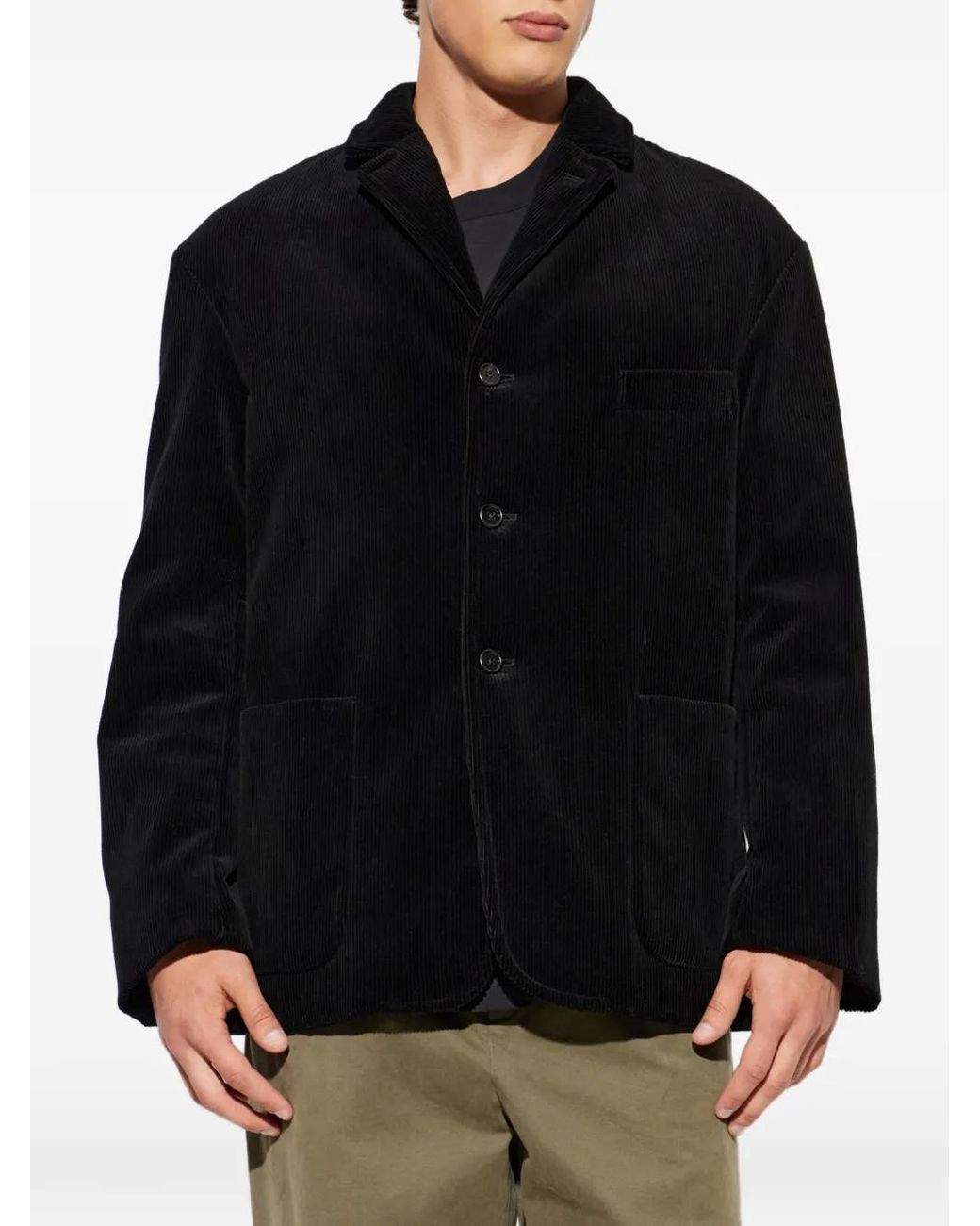 Jil Sander Black Corduroy Button-Up Blazer for men