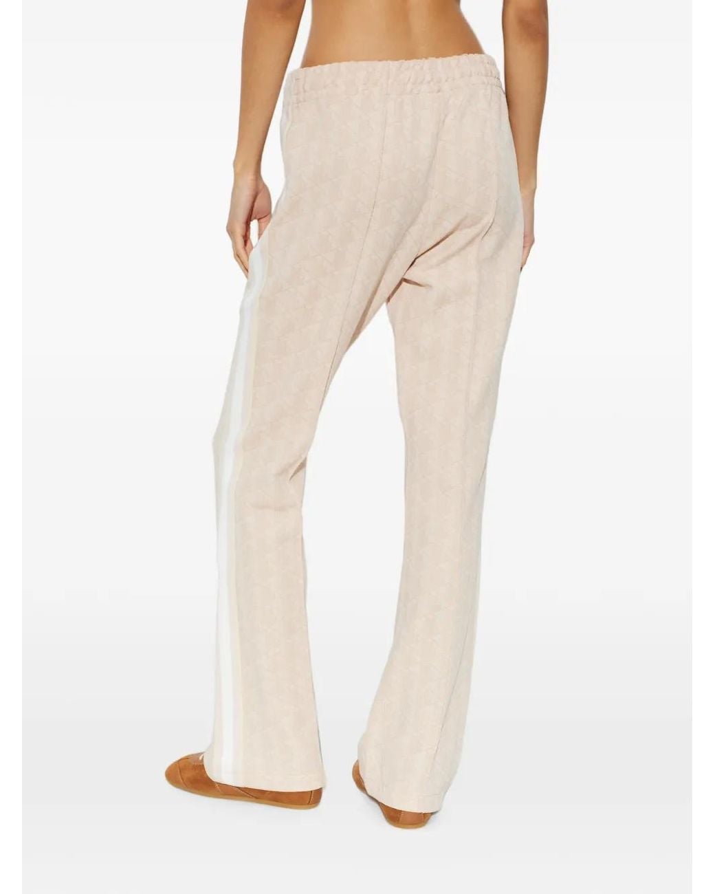 Lacoste White Monogram-Pattern Flared Track Pants