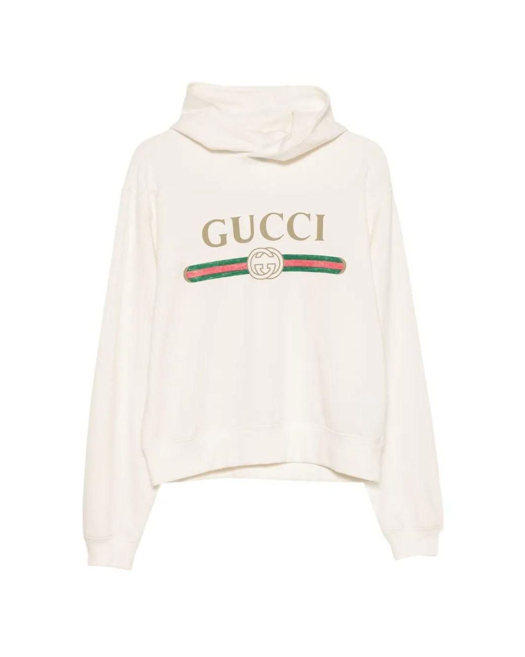 Gucci White Interlocking G Logo-Print Hoodie