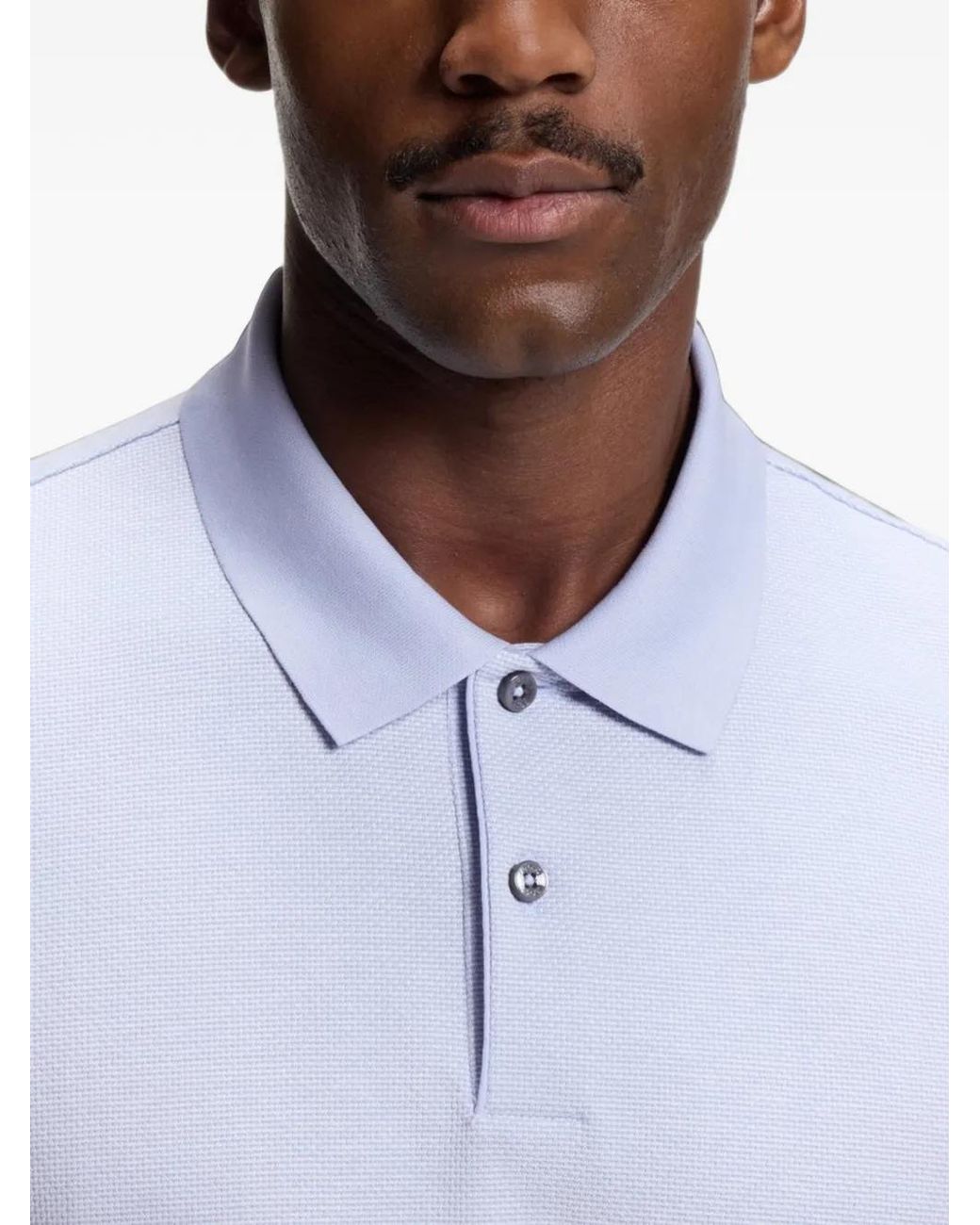 Boss Blue Bubble-Structure Polo Shirt for men