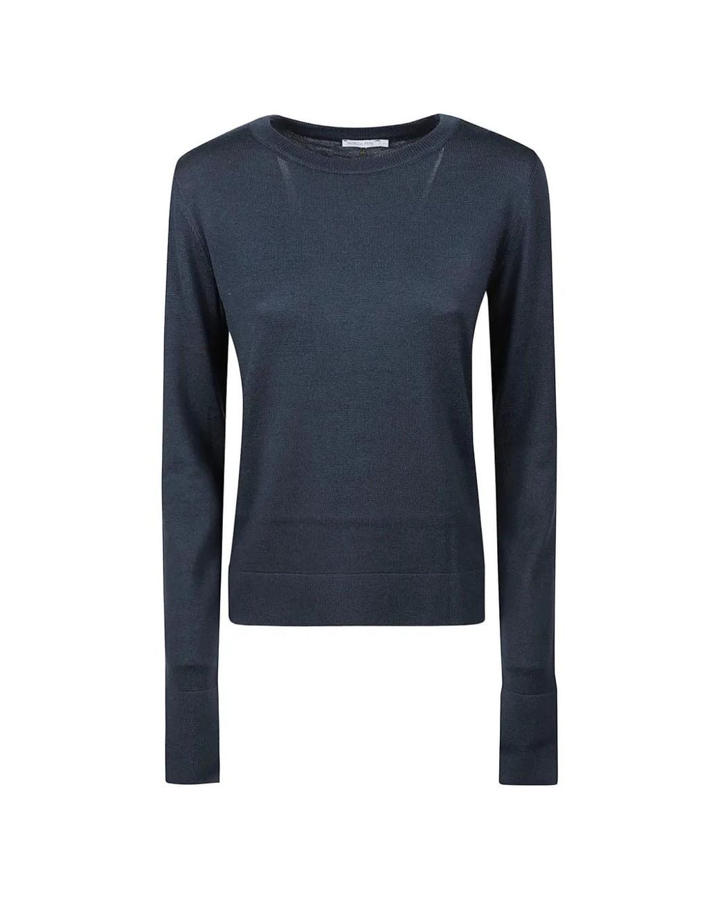 Patrizia Pepe Blue Fine-Knit Wool Sweater
