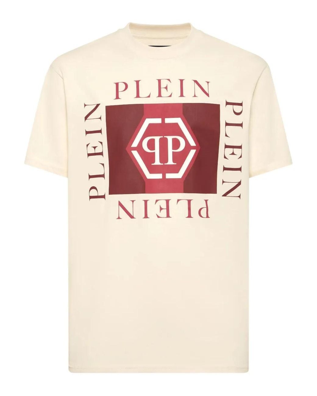 Philipp Plein Pink Printed Round Neck T-Shirt Hexagon for men