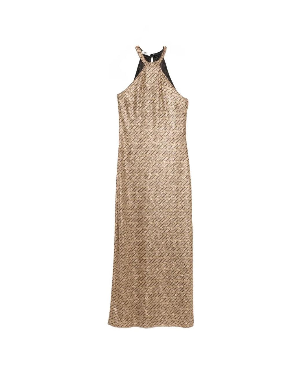 Siyu Natural Tallis Halterneck Patterned Maxi Dress
