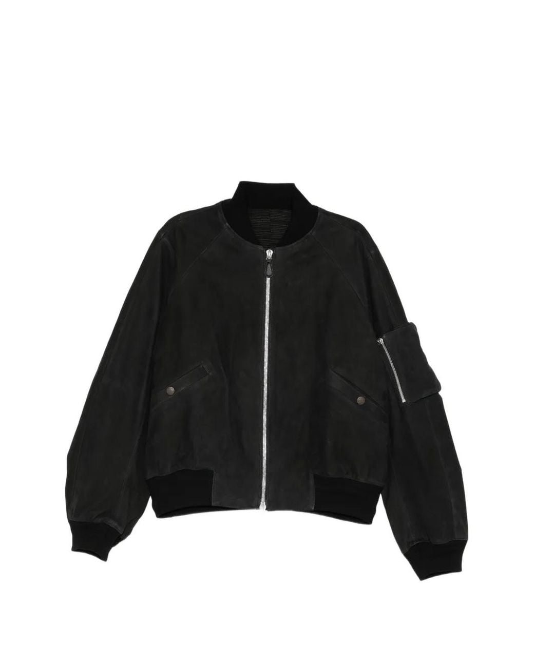 DEVOA Black Calf Leather Bomber Jacket for men