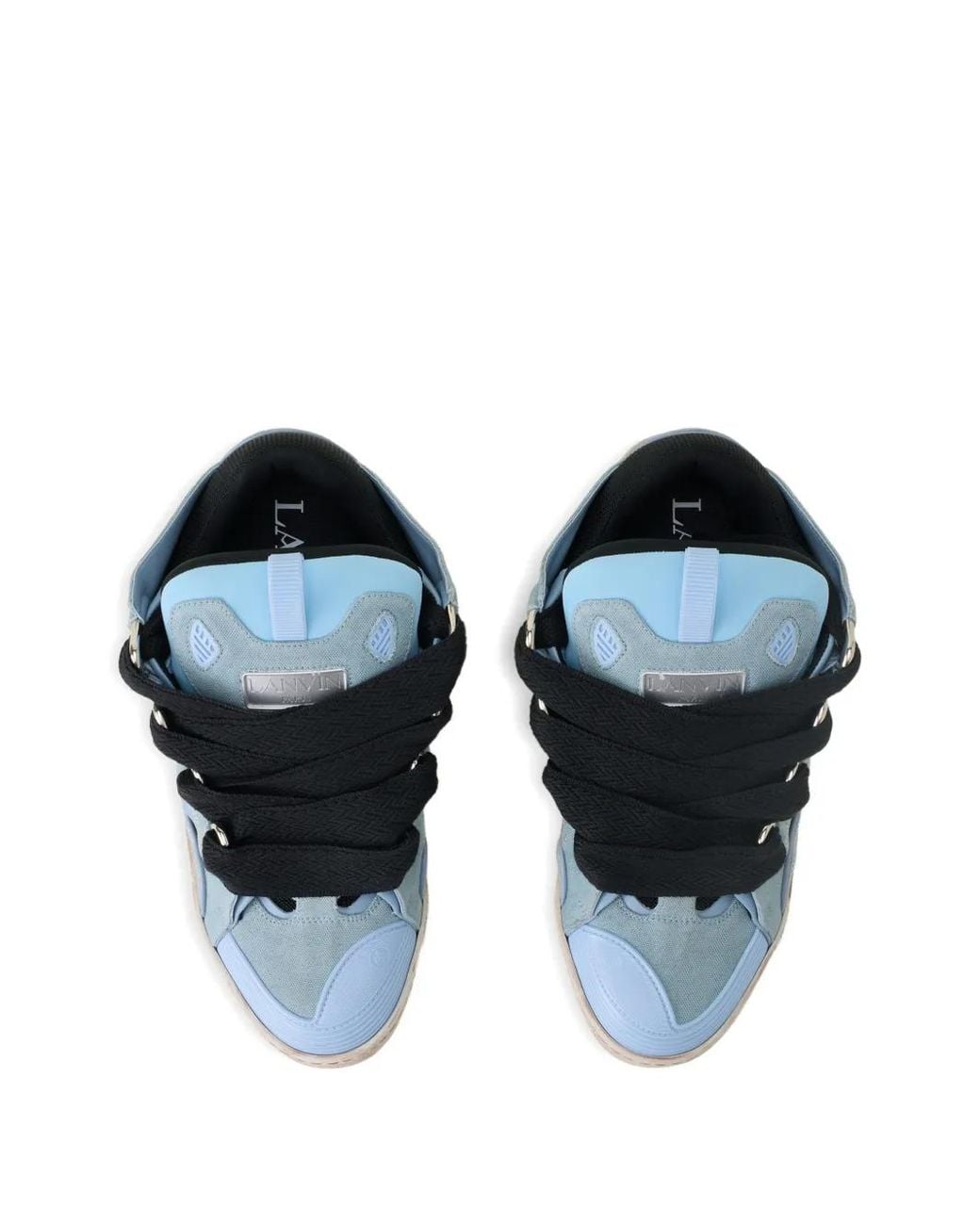 Lanvin Blue Curb Sneakers Cut-Out Suede Sneakers for men