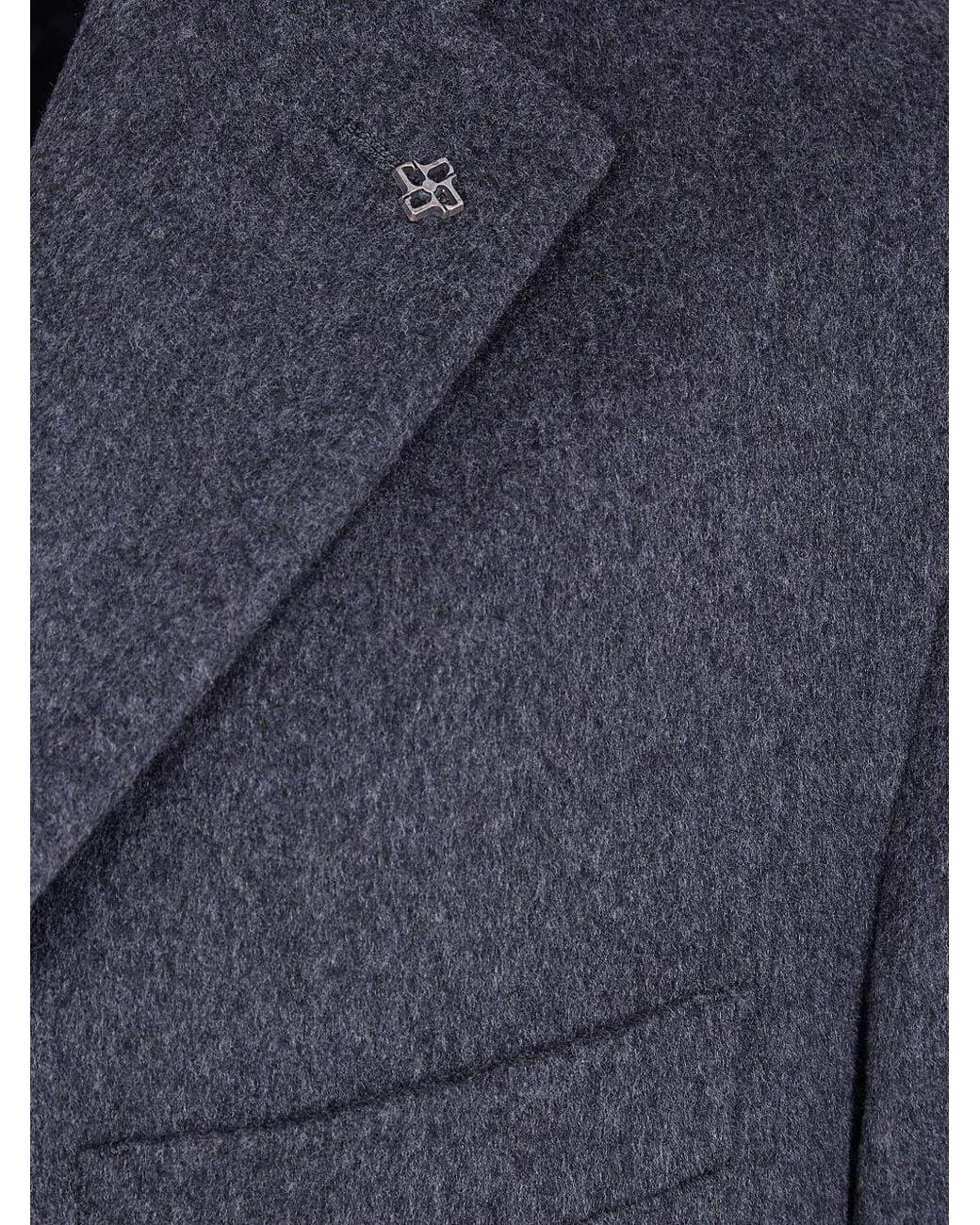 Tagliatore Blue Single-Breasted Coat for men