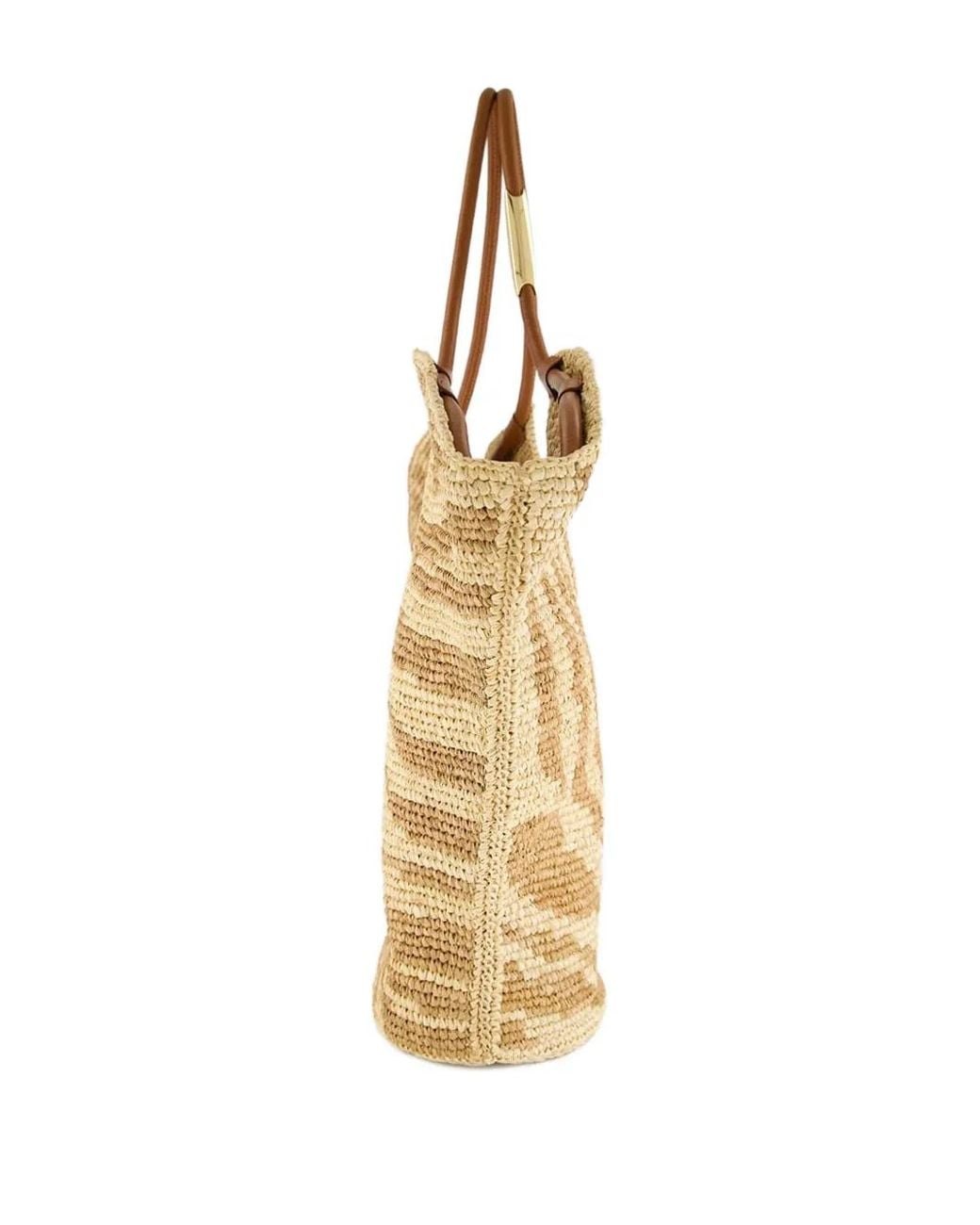 Zimmermann Metallic Zebra-Print Raffia Beach Bag