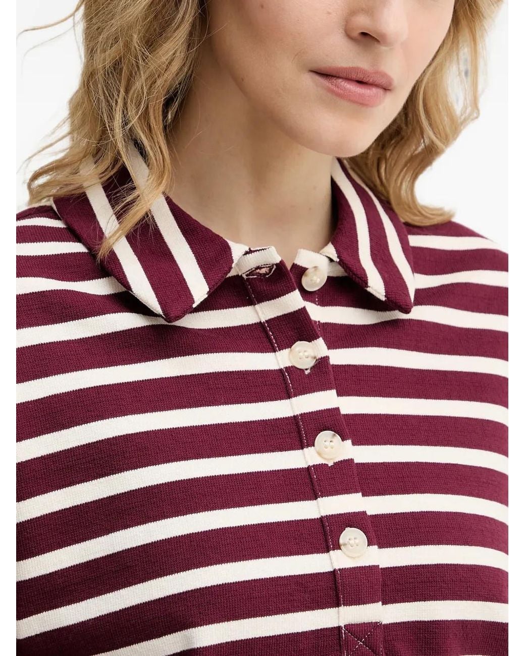 Benetton Red Striped Long-Sleeve Polo Shirt