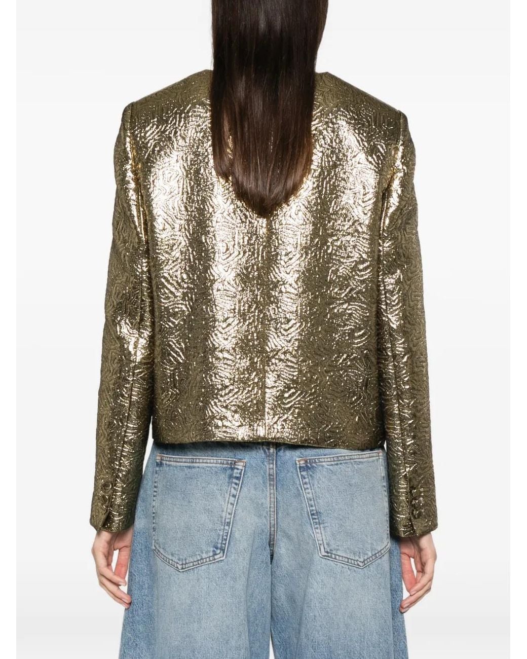 MSGM Jack Met Metallic Afwerking En Textuur in het Natural