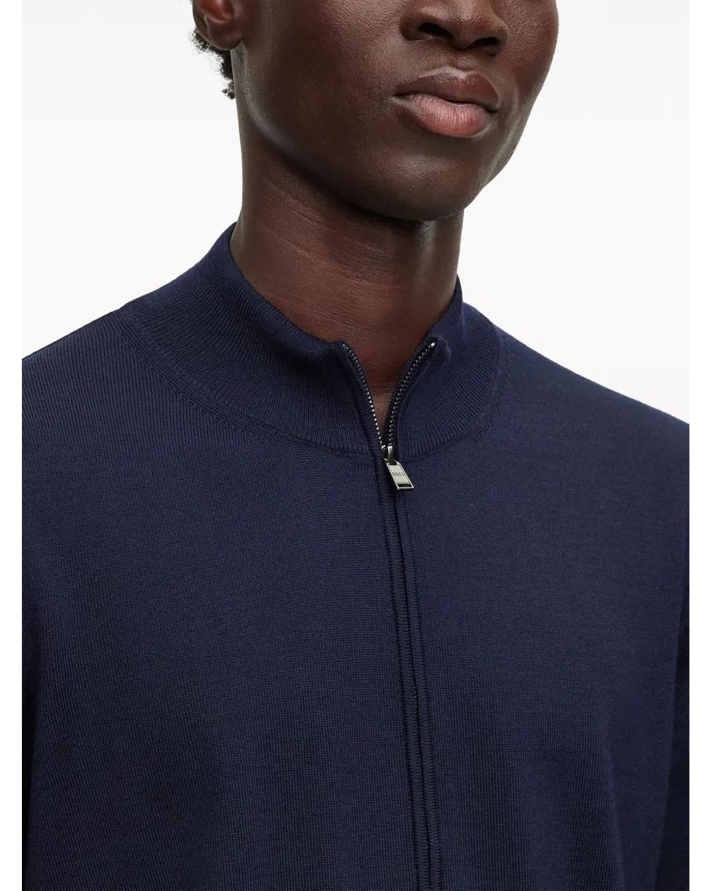 Boss Blue Knitted Cardigan for men