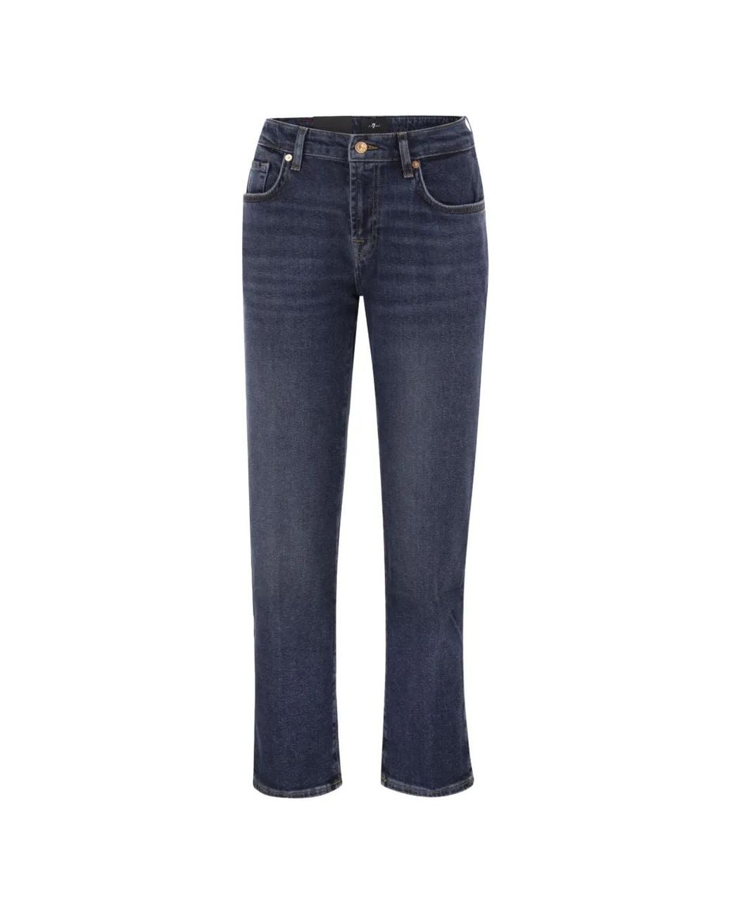7 For All Mankind Blue Calie Straight-Leg Jeans
