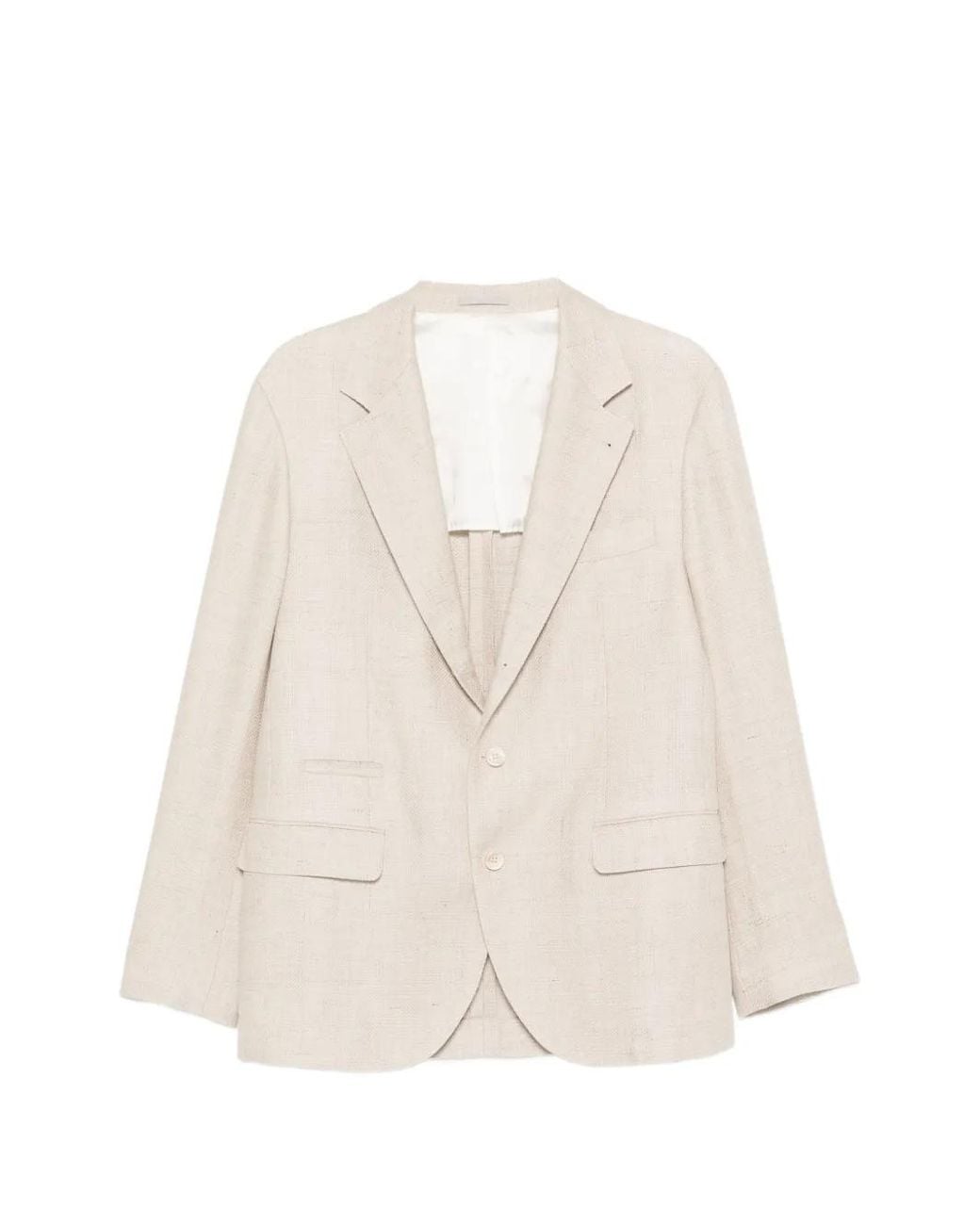 Brunello Cucinelli White Buttoned Flap-Pocket Blazer for men