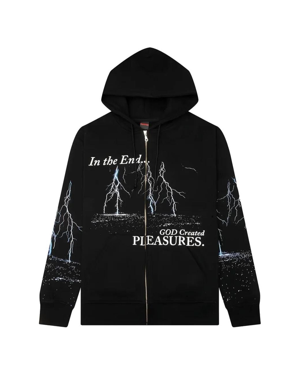 Pleasures Black Lightning-Print Hoodie for men