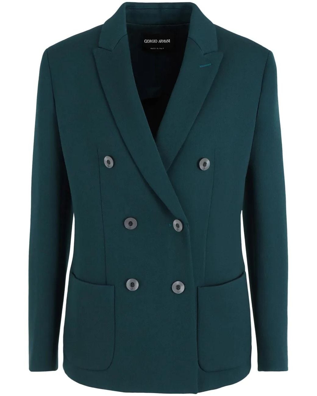 Giorgio Armani Green Notched-Lapels Double-Breasted Blazer
