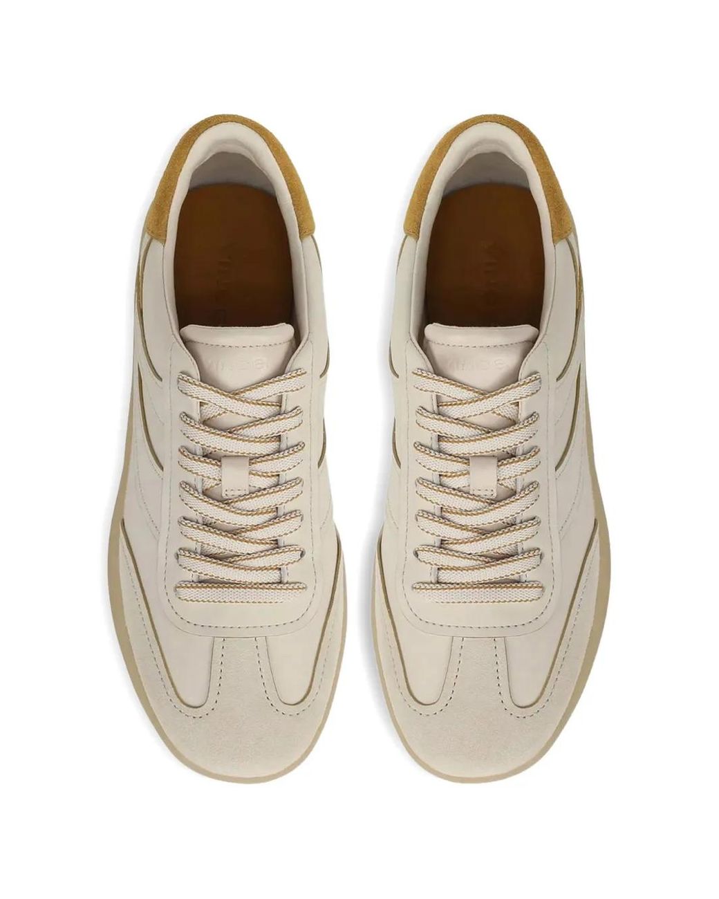 Vince White Oasis Contrast-Edge Leather & Suede Sneaker
