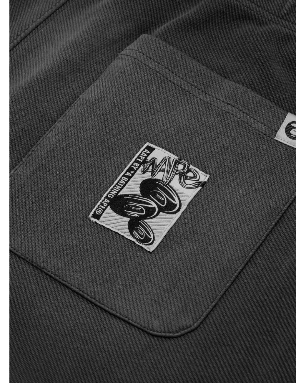 Aape By A Bathing Ape Gray Logo-Patch Track Pants for men