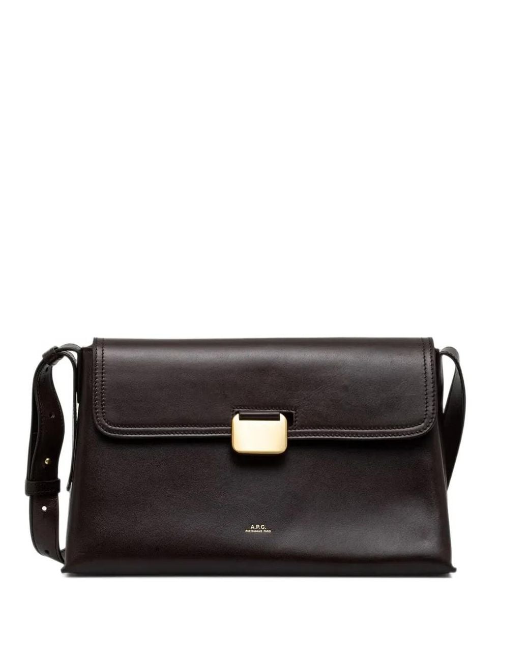 A.P.C. Black Logo-Print Leather Cross Body Bag