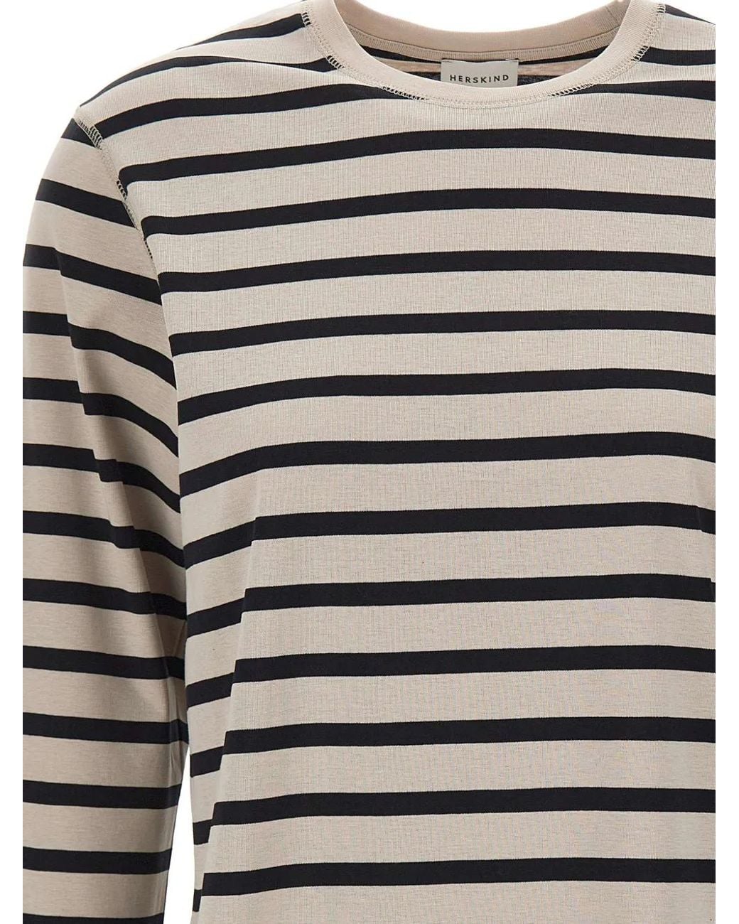 Herskind White T-Shirt Rayé Dagmar À Manches Longues