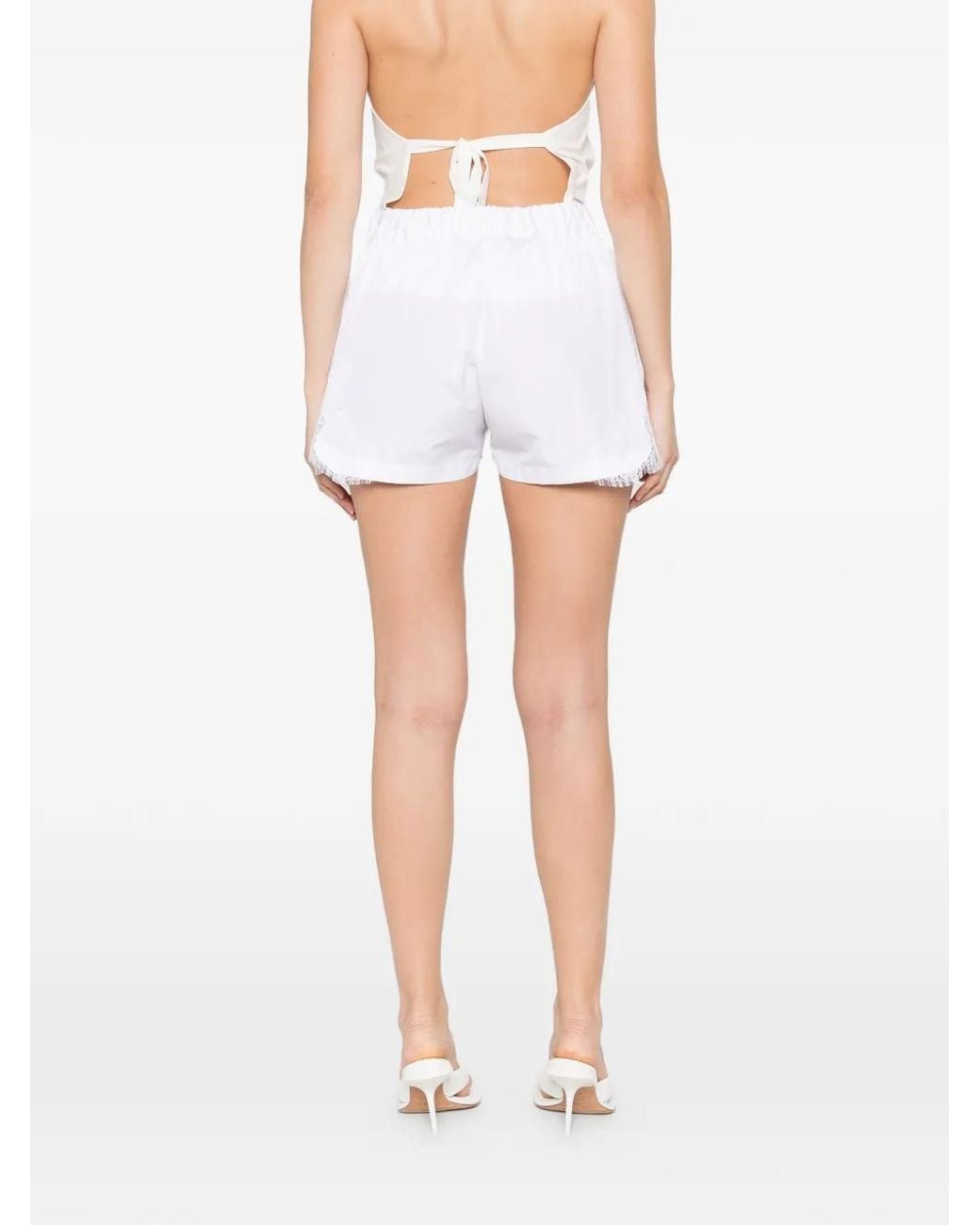 Versace White Lace-Detail Shorts