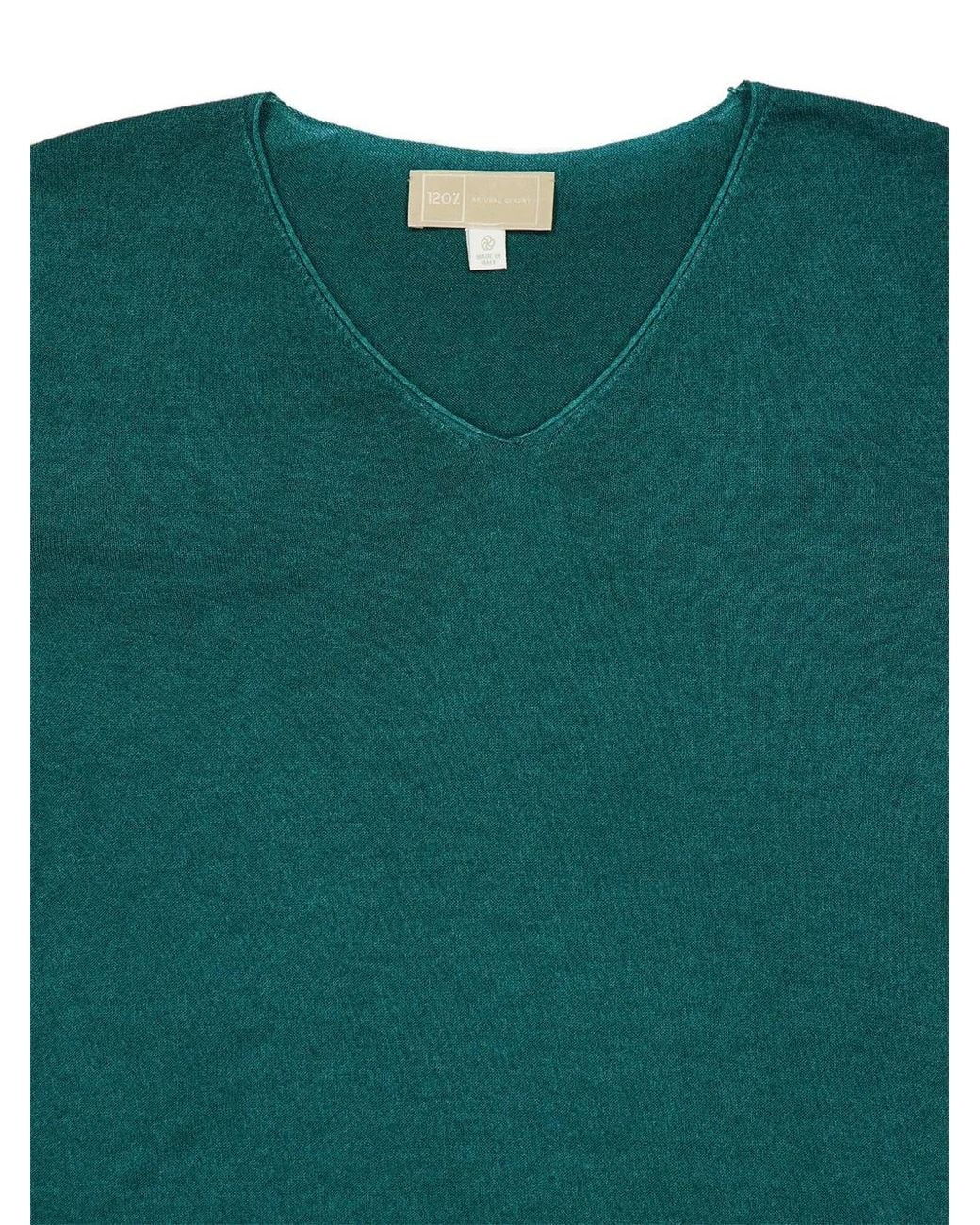 120% Lino Green V-Neck Sweater