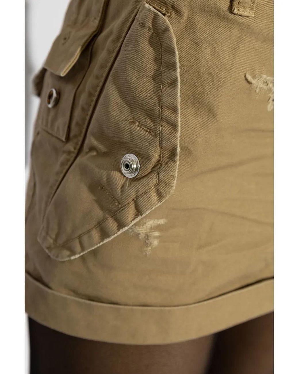 DSquared² Natural Distressed-Effect Mini Skirt