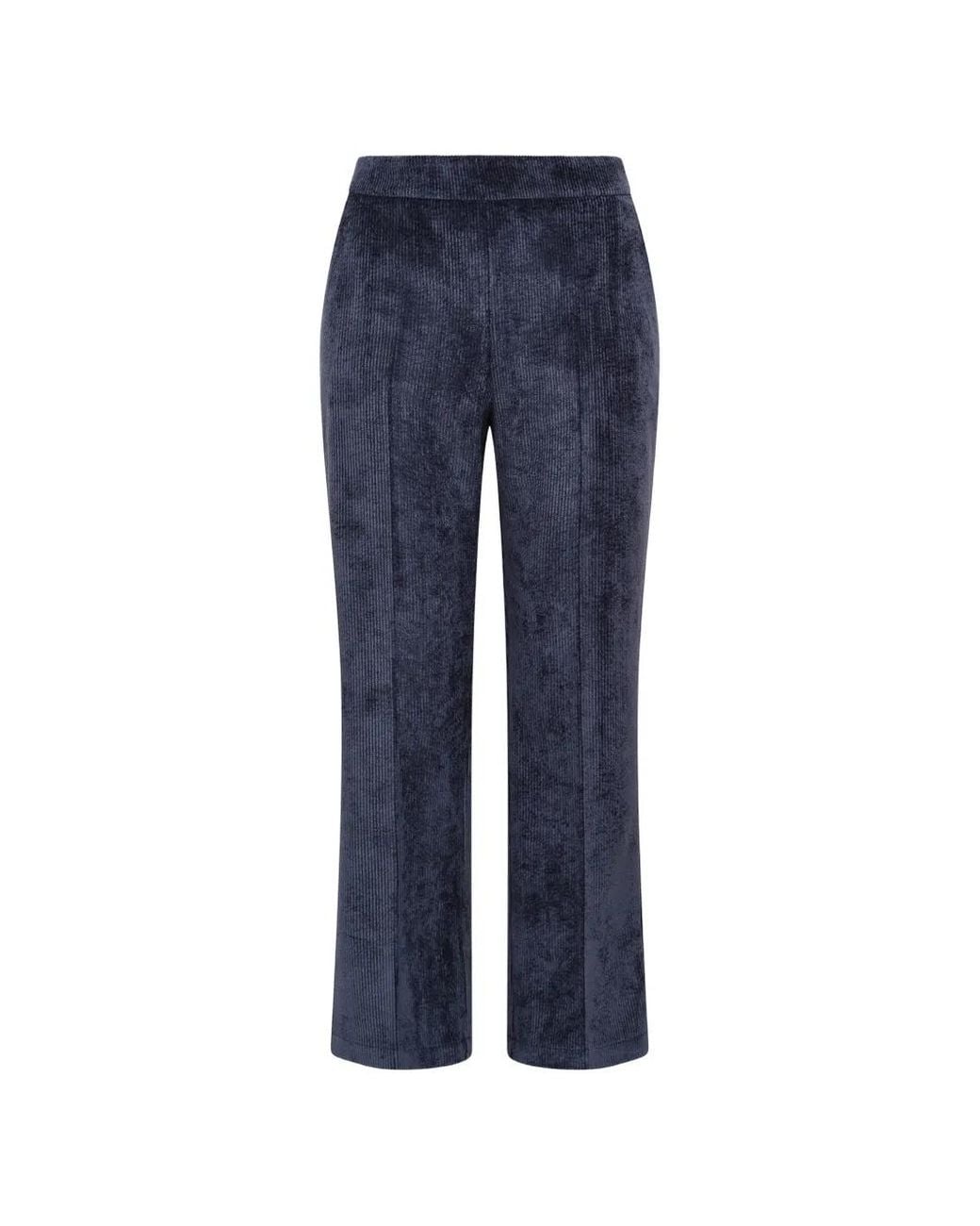 Maliparmi Blue Corduroy-Velvet Ankle-Length Bootcut Trousers