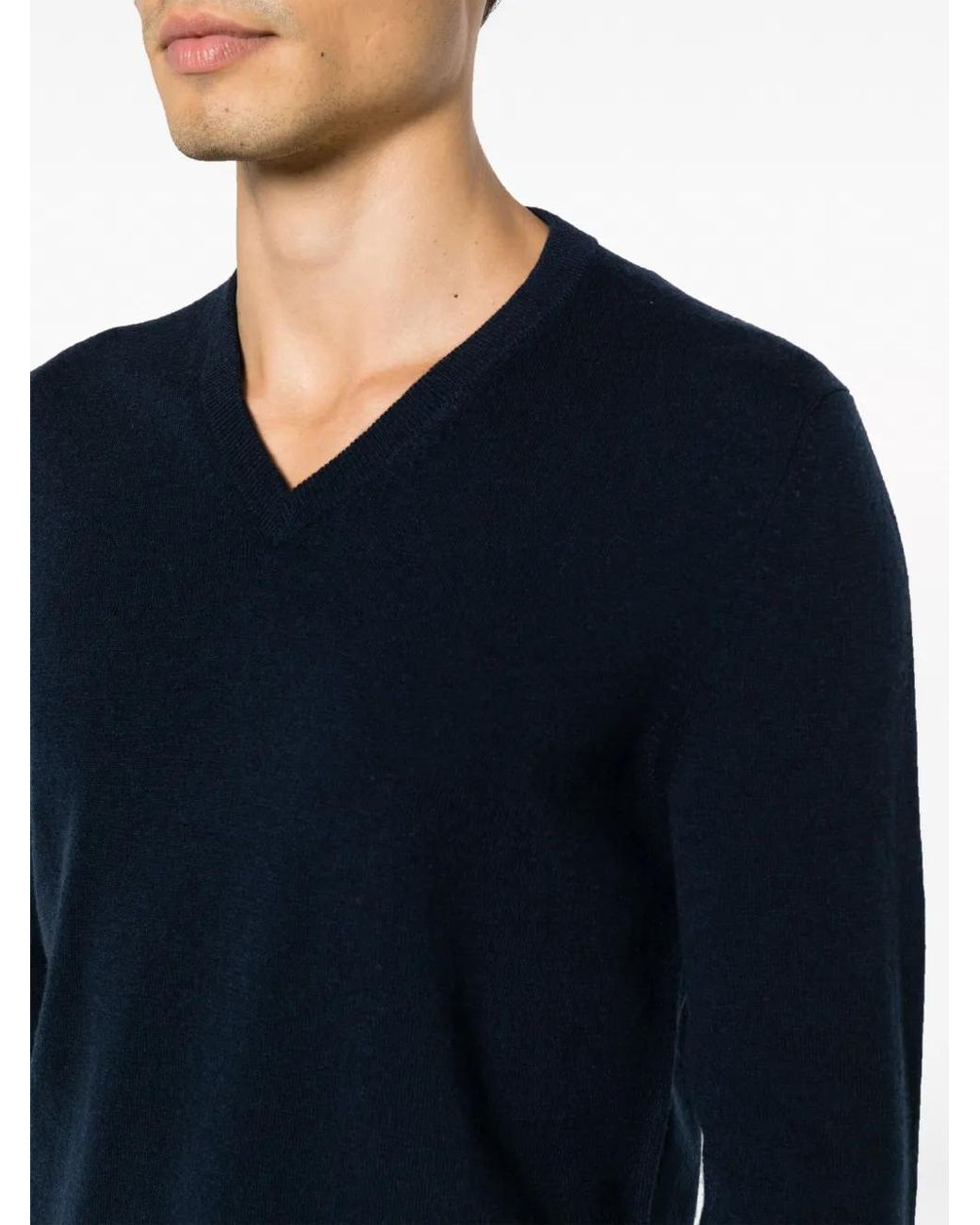 Ballantyne Blue V-Neck Cashmere Jumper for men