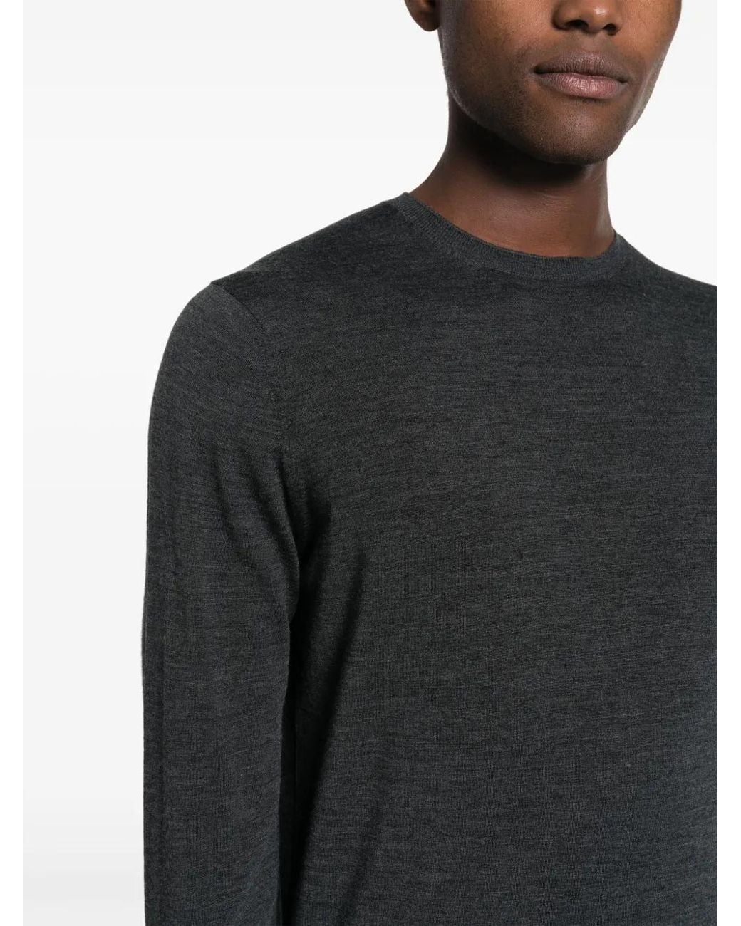 Dell'Oglio Gray Crew-Neck Merino-Wool Jumper for men